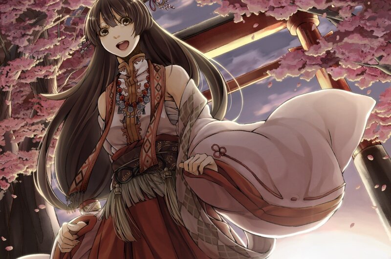 anime girl in cherry blossom