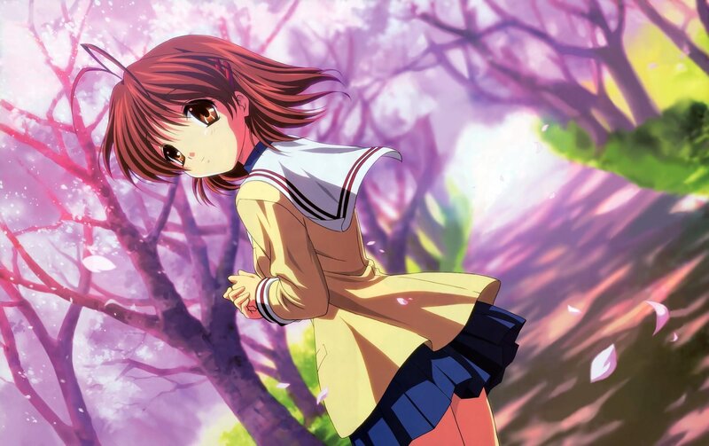 anime girl in cherry blossom