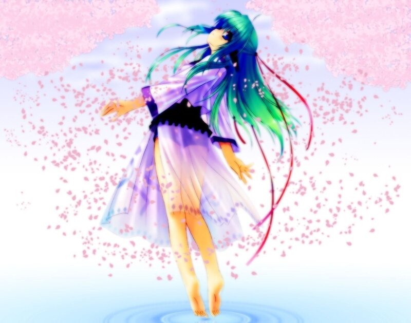 anime girl in cherry blossom