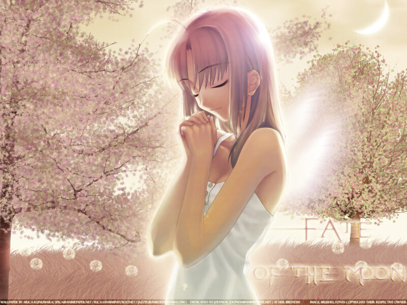 Anime girl in cherry blossom