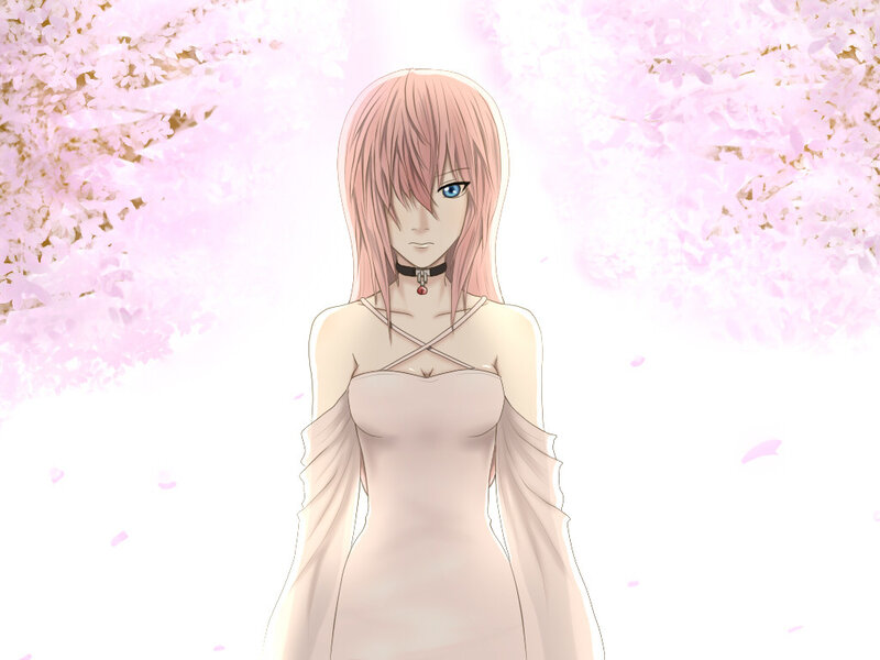 anime girl in cherry blossom
