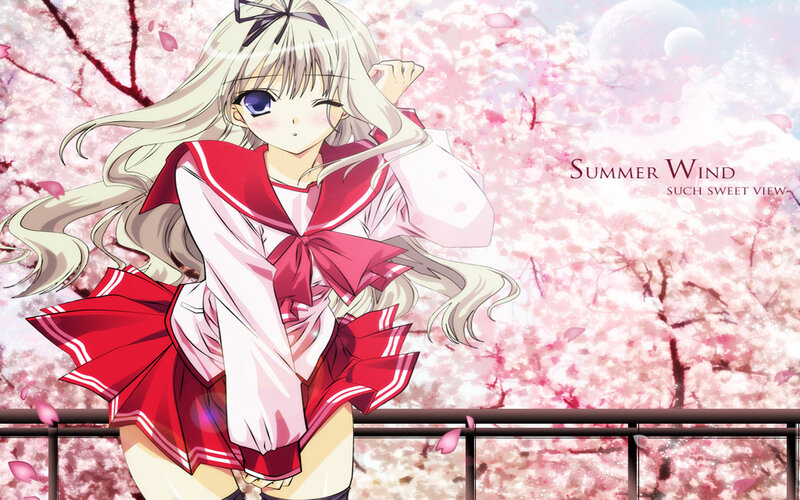 Anime girl in cherry blossom
