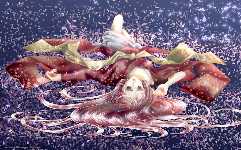 Anime girl in cherry blossom storm