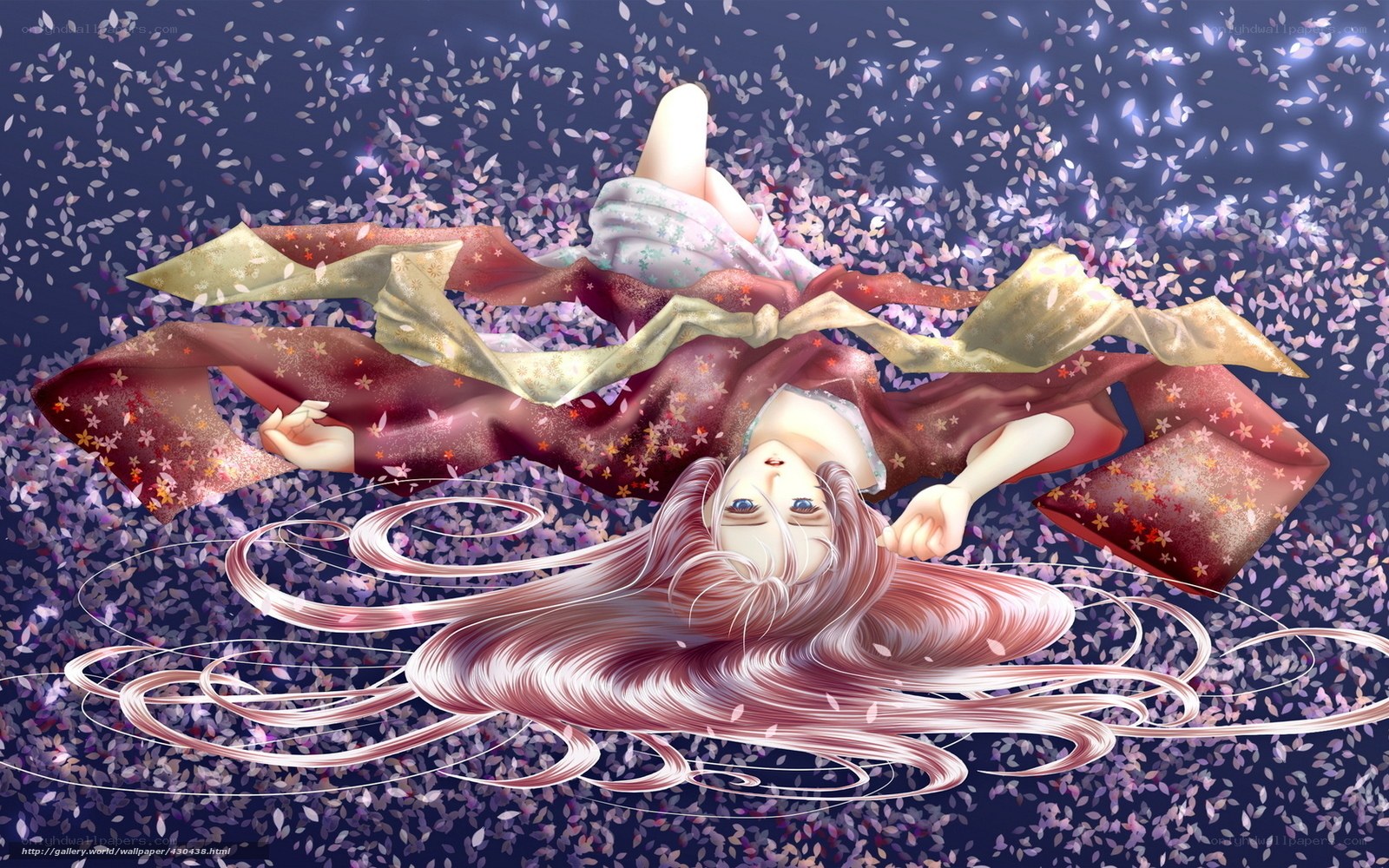 Anime girl in cherry blossom storm