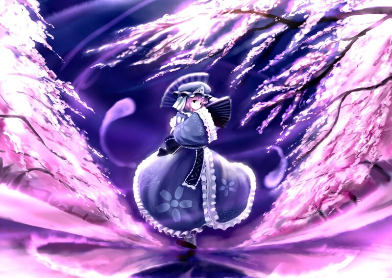 anime girl in cherry blossom tunnel