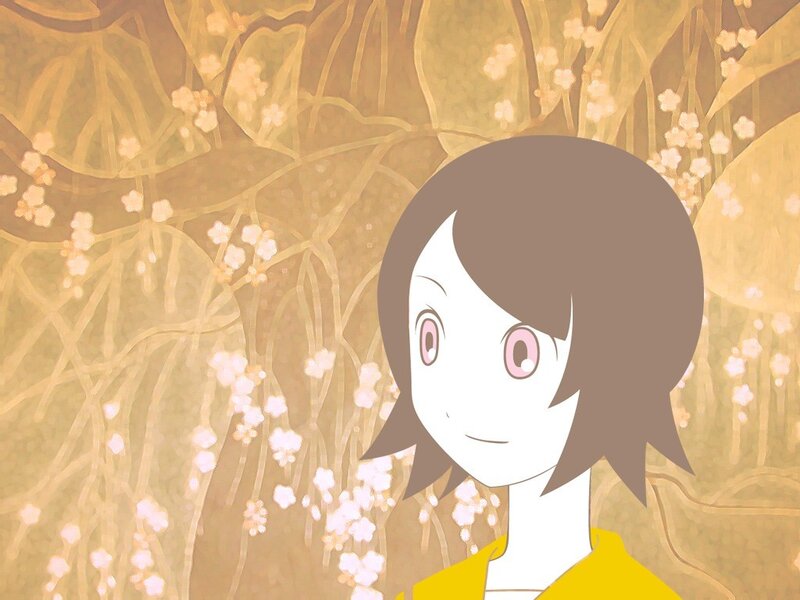 anime girl in cherry blossoms