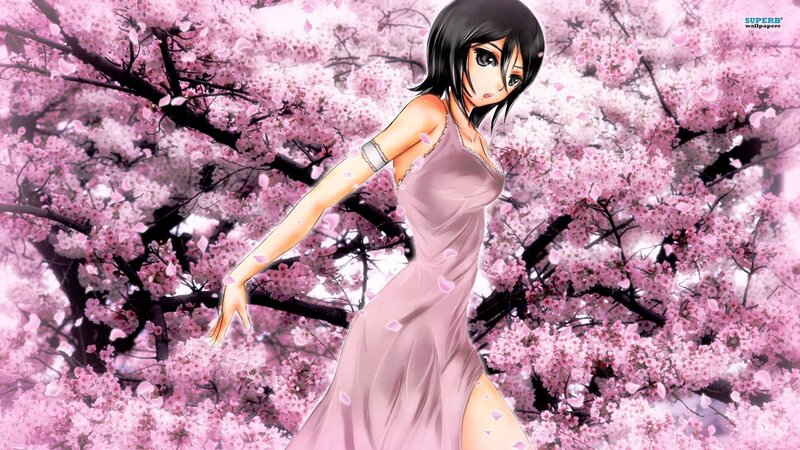 anime girl in cherry blossoms