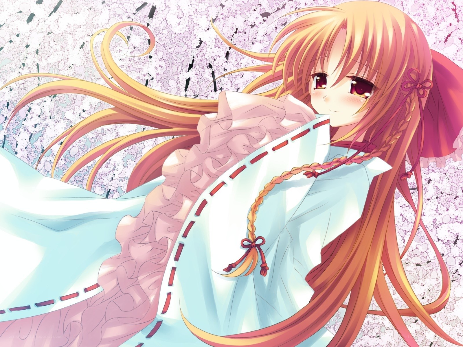 anime girl in cherry blossoms