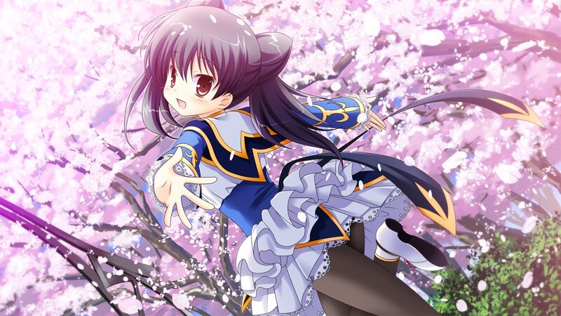 anime girl in cherry blossoms