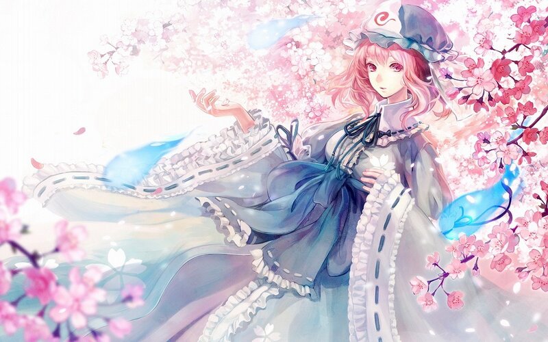 anime girl in cherry blossoms