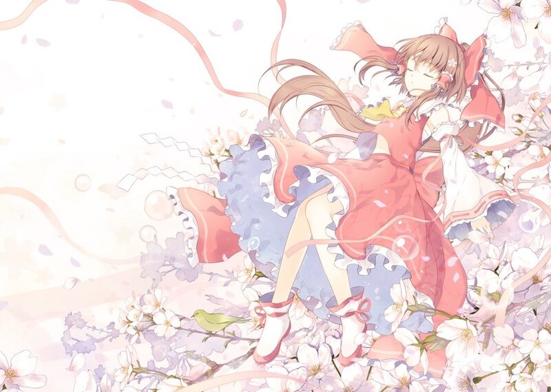 Anime girl in cherry blossoms