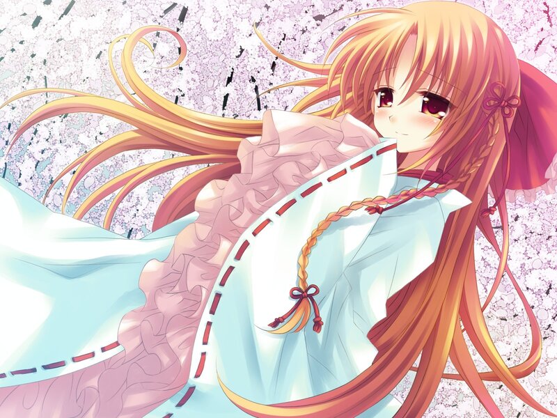 anime girl in cherry blossoms