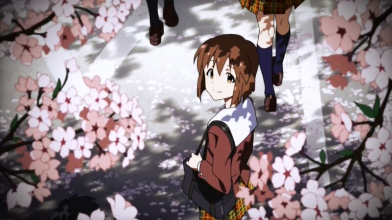 Anime Girl in Cherry Blossoms — Pink, Serene, Spring, Cherry Blossoms, School Uniform, Backpack