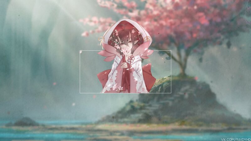 Anime Girl in Cherry Blossoms — Pink, Serene, Spring, Digital Art, Cherry Blossoms, Tree