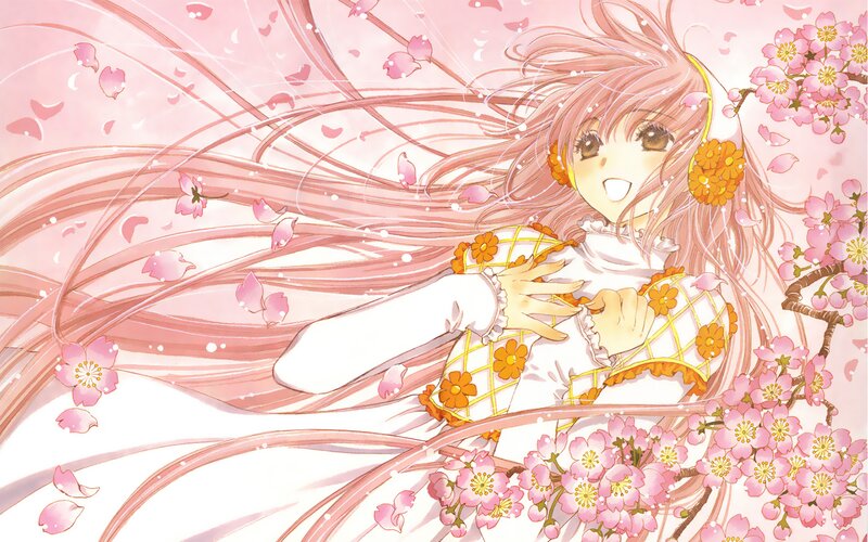 Anime Girl in Cherry Blossoms — Pink, Serene, Spring, Manga