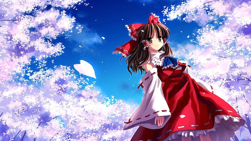 Anime Girl in Cherry Blossoms — Red