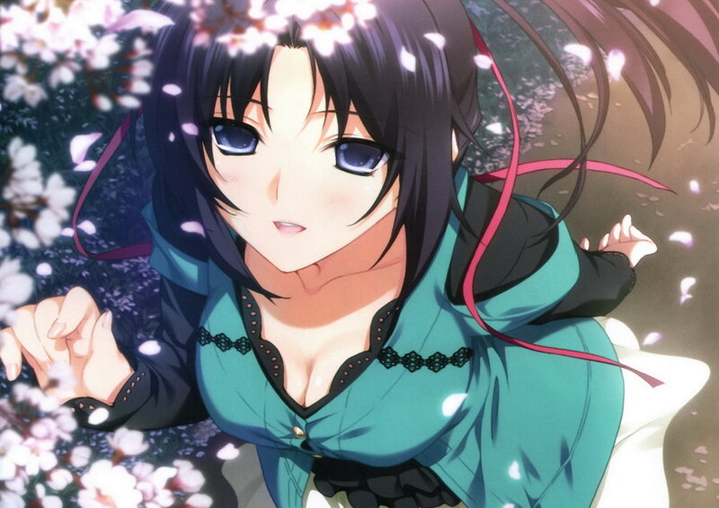 Anime Girl in Cherry Blossoms — Teal
