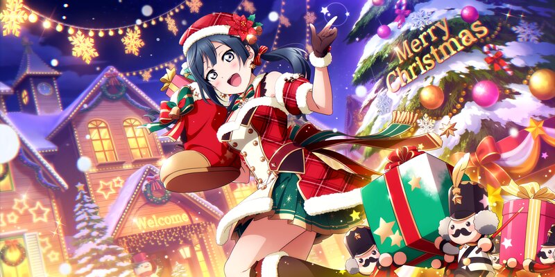 Anime Girl in Christmas Outfit — Red, Festive