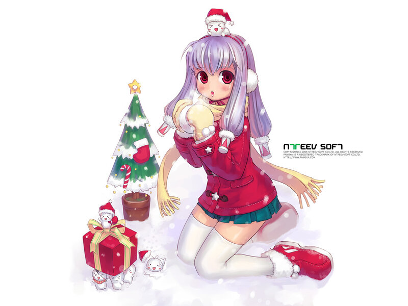 Anime girl in Christmas scene