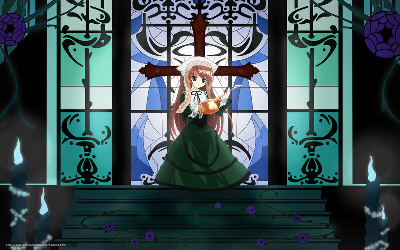 anime girl in church