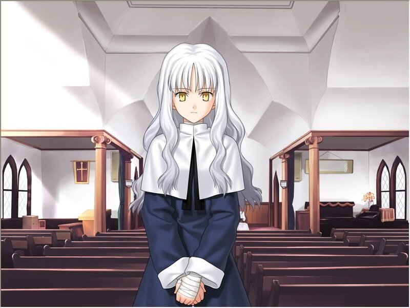anime girl in church