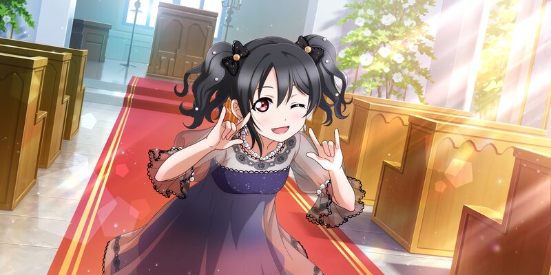 Anime Girl in Church — Purple, Cheerful