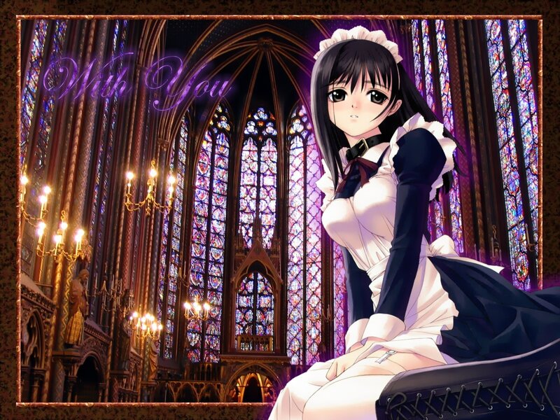 Anime Girl in Church — White