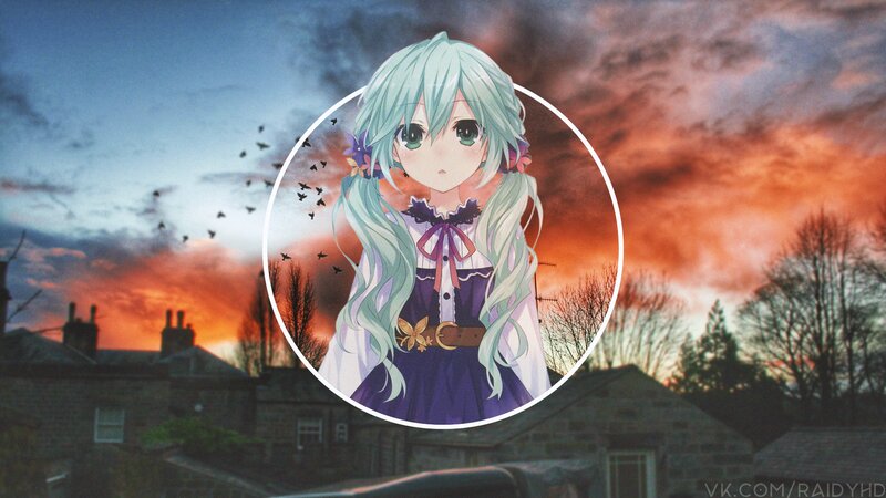 Anime Girl in Circle — Blue, Dramatic