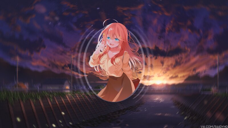 Anime Girl in Circle — Purple, Dramatic
