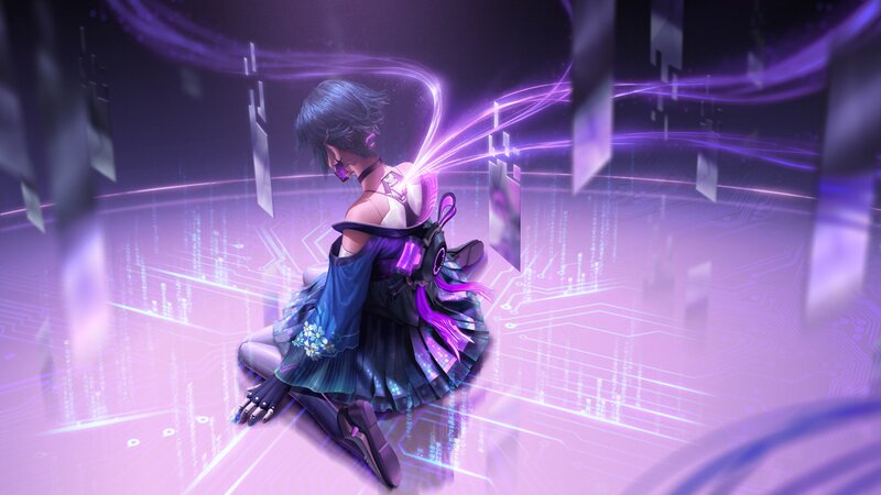 Anime Girl in Circuitry