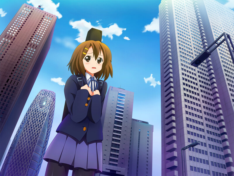 anime girl in city