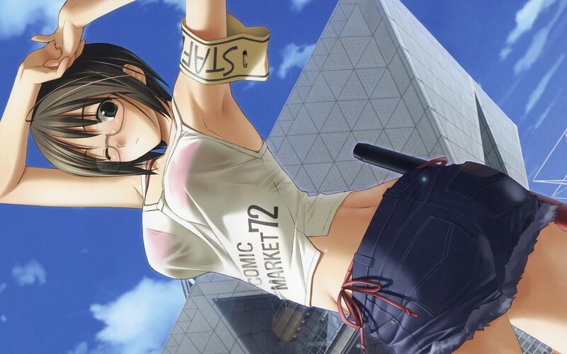 anime girl in city