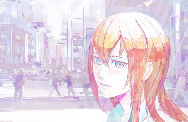 anime girl in city
