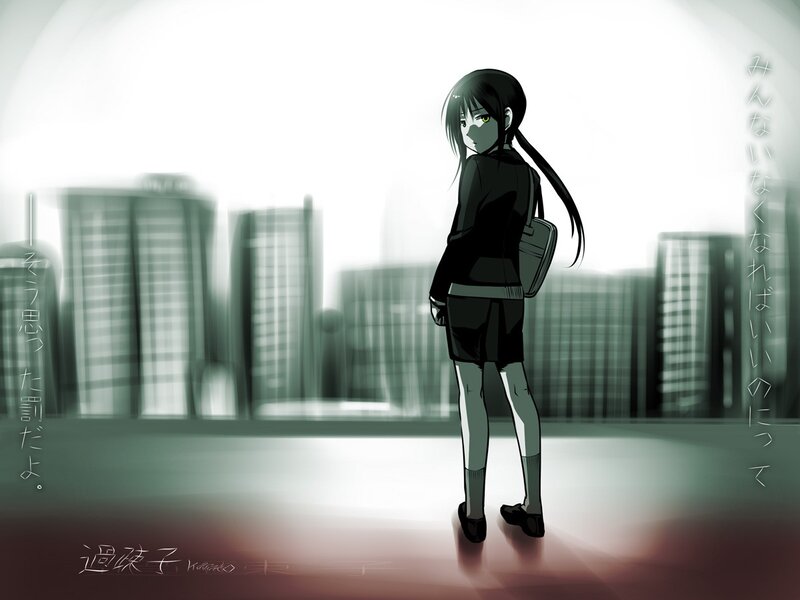 anime girl in city