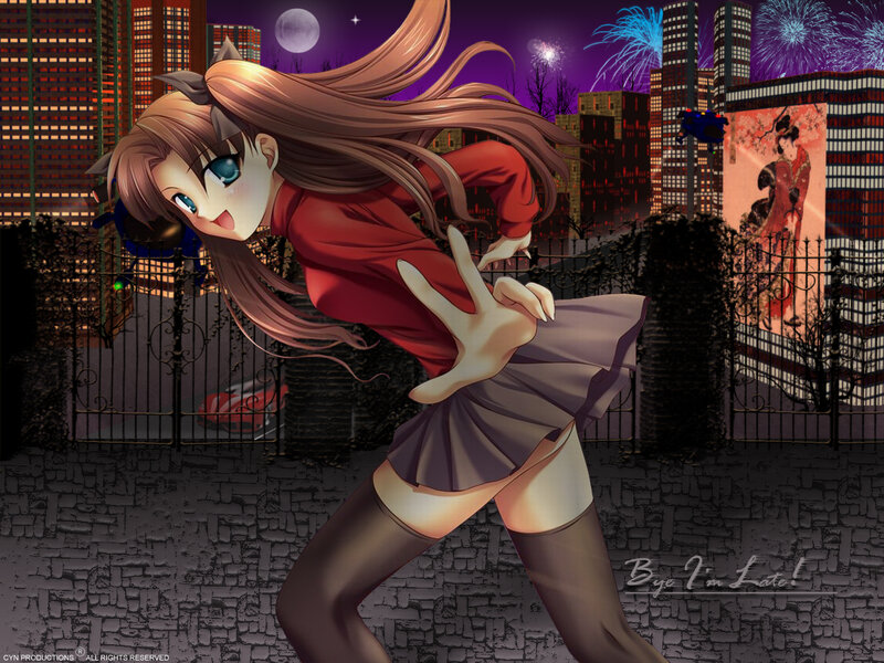 anime girl in city at night