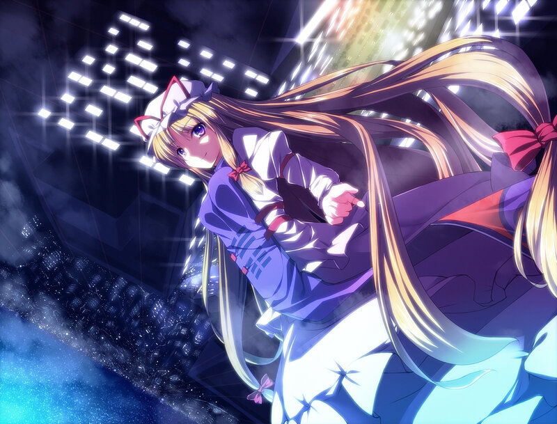 anime girl in city at night