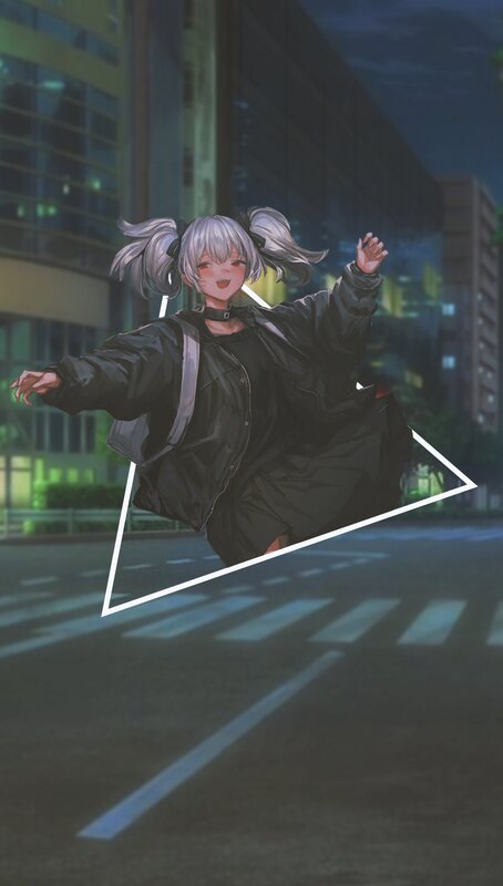 Anime Girl in City — Black, Dynamic