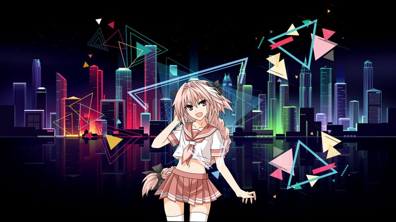 Anime Girl in City — Black, Futuristic