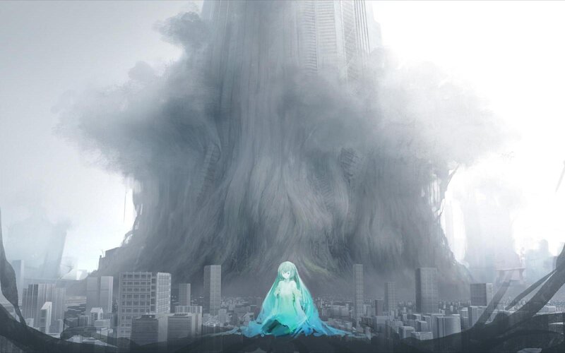 Anime Girl in City — Blue