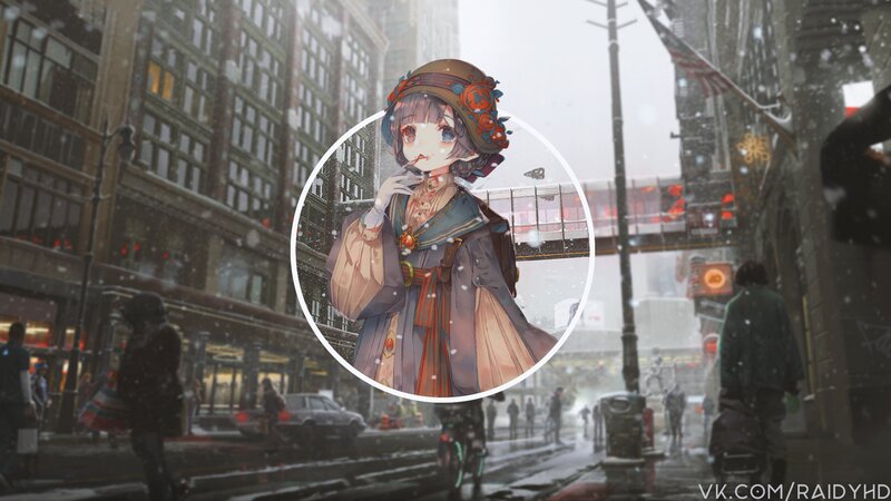 Anime Girl in City — Gray, Cold