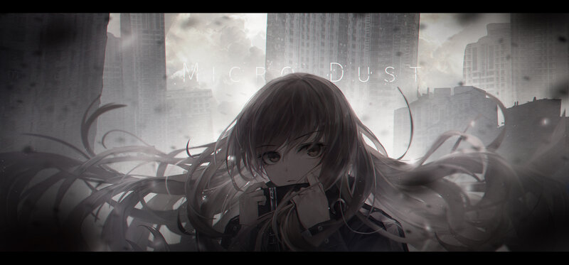 Anime Girl in City — Gray, Dramatic