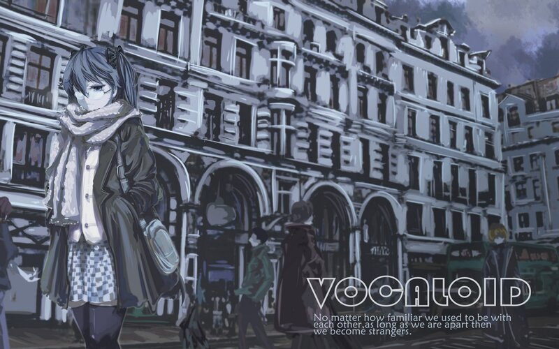 Anime Girl in City — Gray, Melancholic