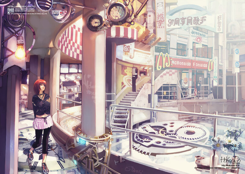 Anime Girl in City — Pink