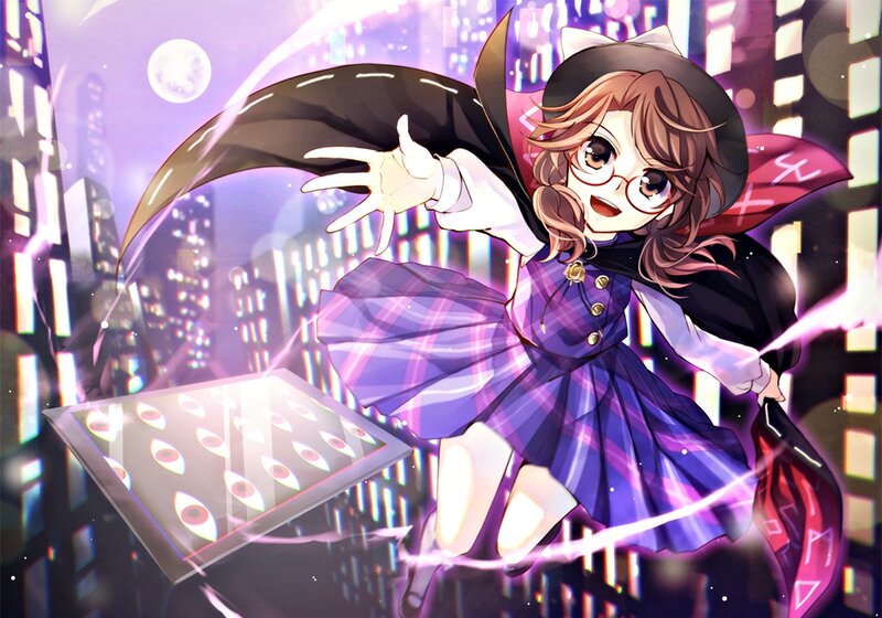 Anime Girl in City — Purple, Dramatic, Night, Digital Art