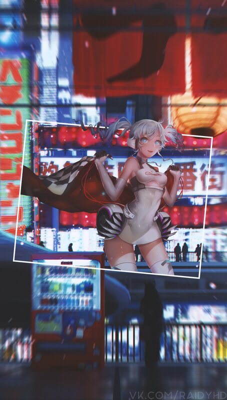 Anime Girl in City — Red, Energetic