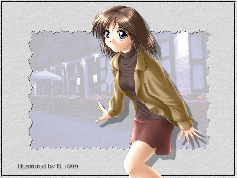 anime girl in city scene