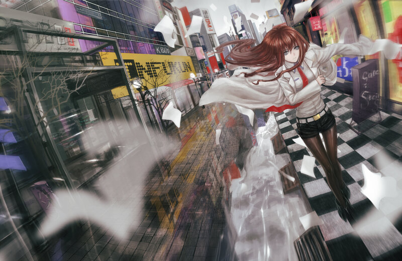 Anime Girl in City — White