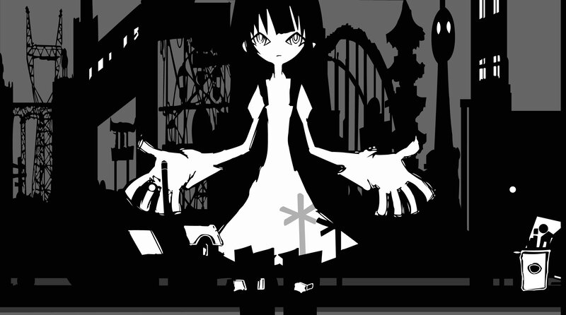anime girl in cityscape