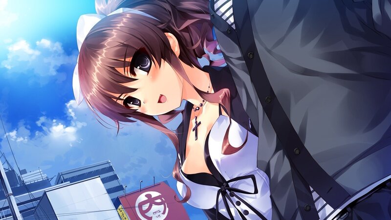 anime girl in cityscape