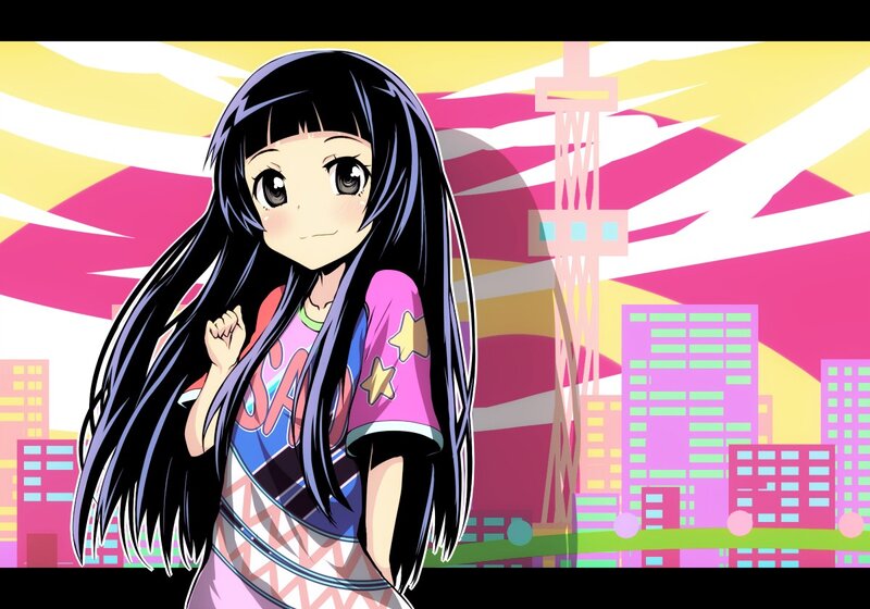 anime girl in cityscape